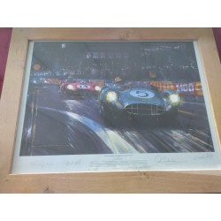 Litho : Aston Martin DBR1/5 & Ferrari 250 TR Le Mans victory 1959 - signed 4 pilots