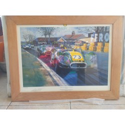 Litho : Lister Jaguar AC Brown & Aston Martin P Brooks at Aintree  April 1958  - signed pilot