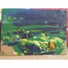 Aston Martin DB2s at Le Mans 1951 original painting by Yahn Janou